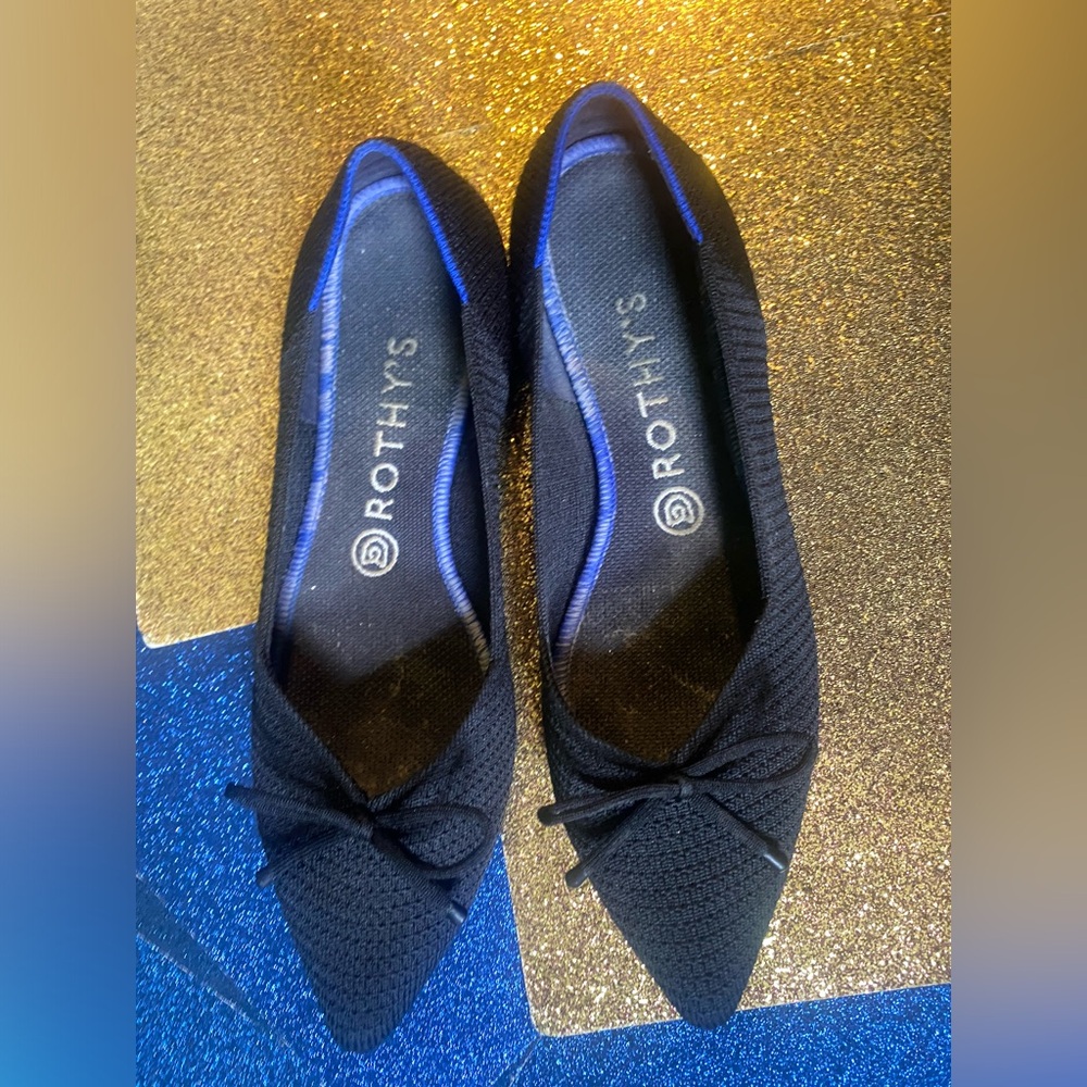 ROTHY’s BLACK FLAT POINTY BALLET Shoes 9W but fits an 8️⃣ COMFY - Picture 7 of 9